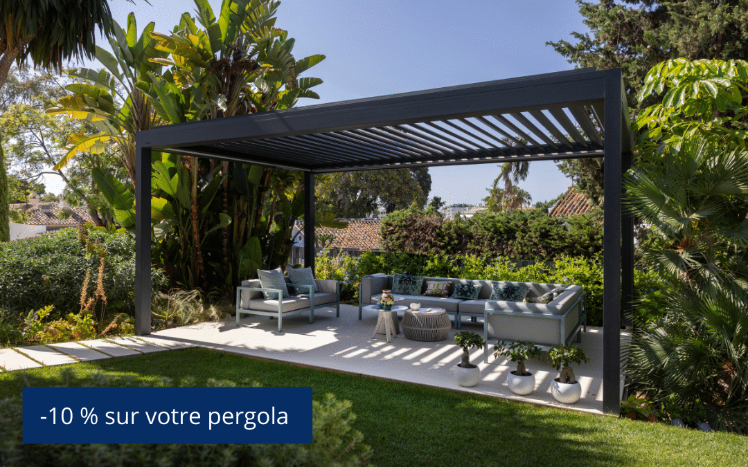 Promo sur les pergolas, stores bannes et screens verticaux Brustor.